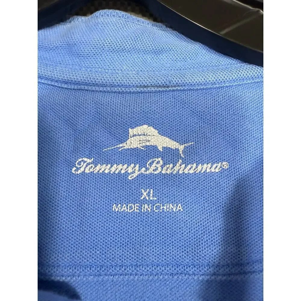 Tommy Bahama Blue Cotton Polo Shirt XL Short Sleeve Casual Comfort
